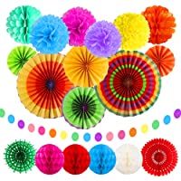 Dadabig 20Pcs Pompones de Papel Decoración Cumpleaños Abanicos de Papel Bola de Nido Pom Poms Ventilador Cumpleaños Boda…